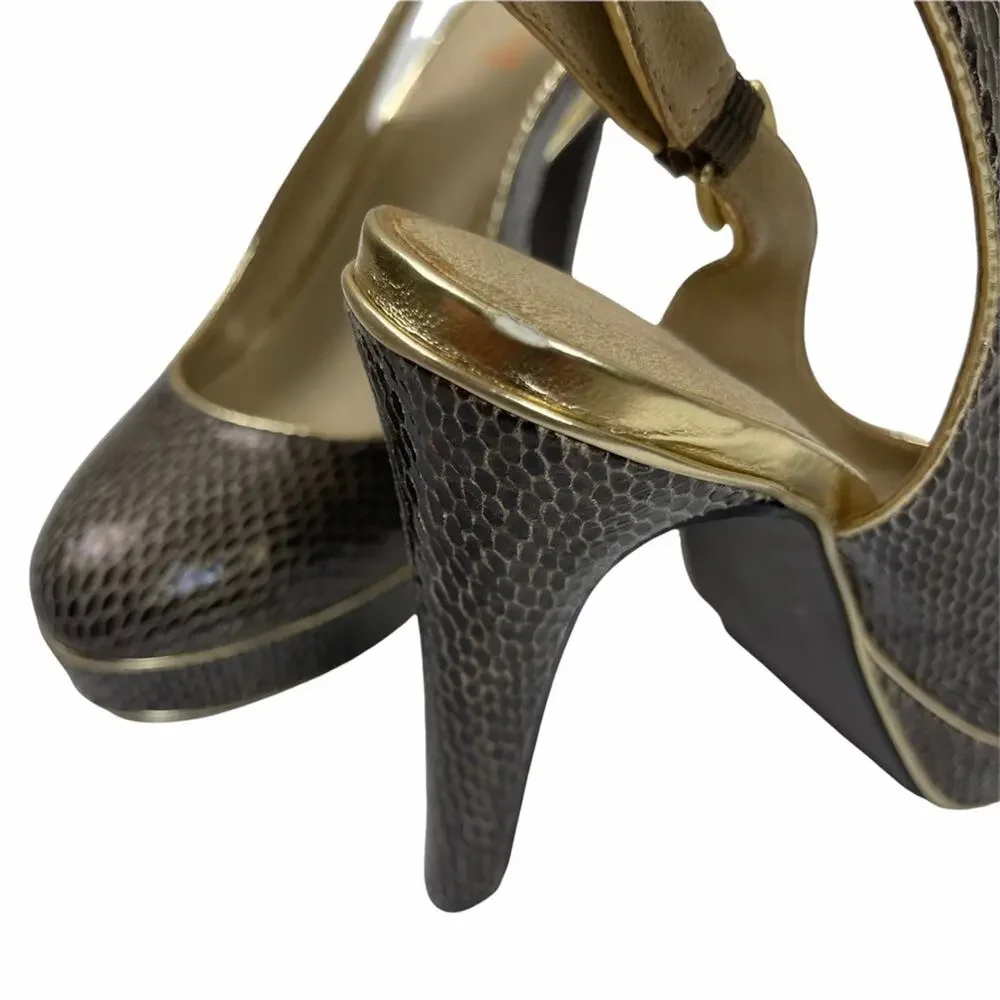 Levity Jillian Faux Snakeskin Leather Slingbacks Size 6 M